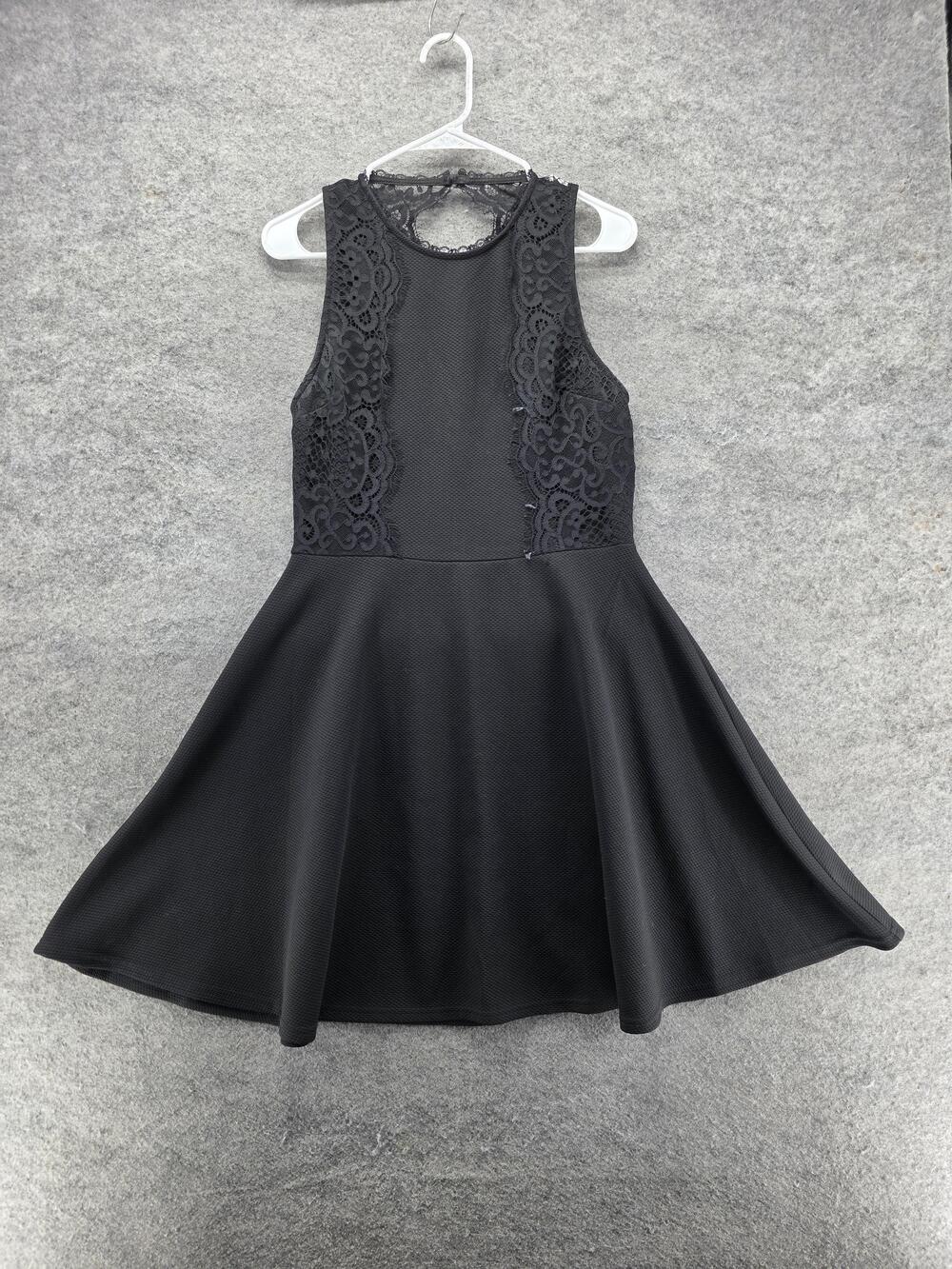 Miami Dress Womens L Black Fit & Flare Short Party Cocktail Zipper Stretch